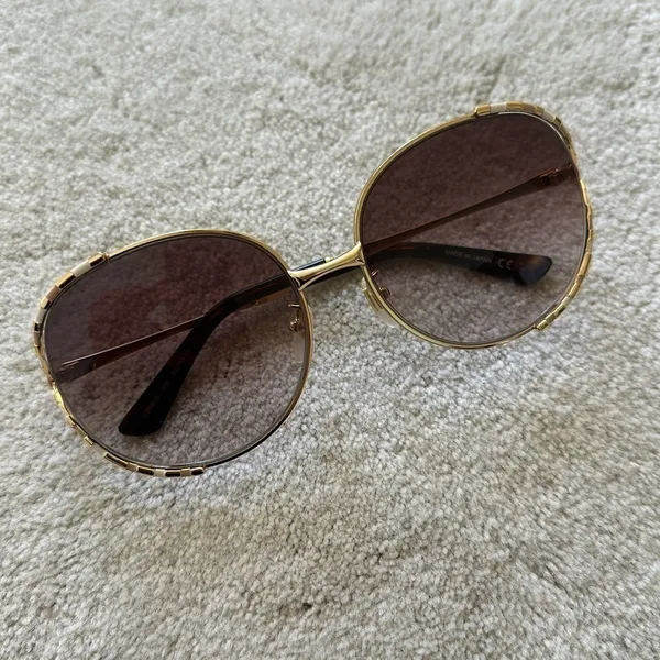 Gucci 59mm Round Sunglasses in Gold/Brown Gradient - Image 5