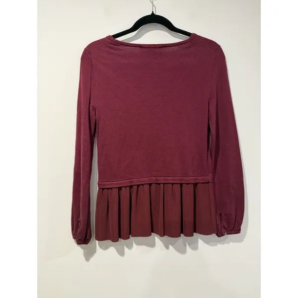 Loft Sweater Women XS Petite Maroon Stretch Romantic Work Preppy Travel Minimal - Image 2