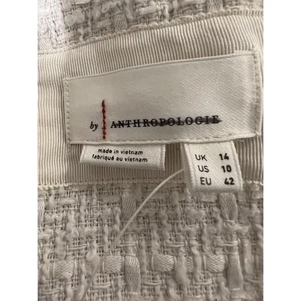 Anthropologie $180 White Scoop Neck Tweed‎ Tank Top Mini Dress Size 10 - Image 7