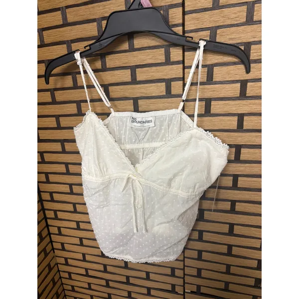 No Boundaries Cream Cotton Babydoll Cami with Crochet Trim Size‎ Small - Image 2