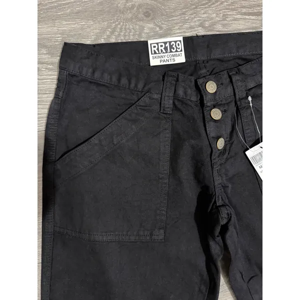New J Galt Brandy Melville M Black Skinny Combat Pants Low Rise‎ Cargo Punk Y2K - Image 12