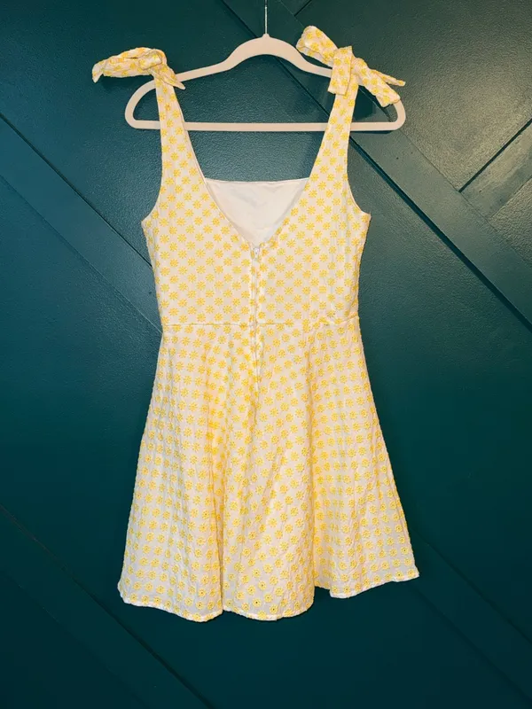 miami Yellow Floral Tie-Shoulder Mini Dress - Image 3