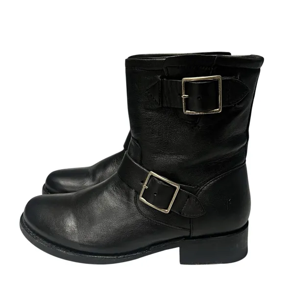Frye Vicky Engineer Short Buckle Motorcycle Boot Black Leather Women’s Size 7 - Image 4