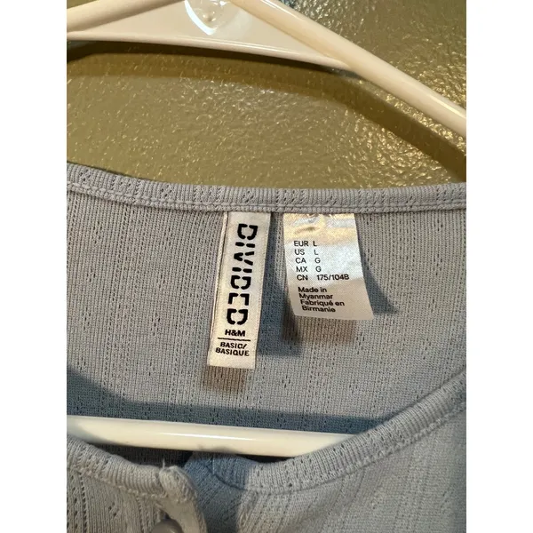 Divided H&M Womens Sz Large LightBlue Pointelle Jersey Cardigan Sweater Crewneck - Image 10