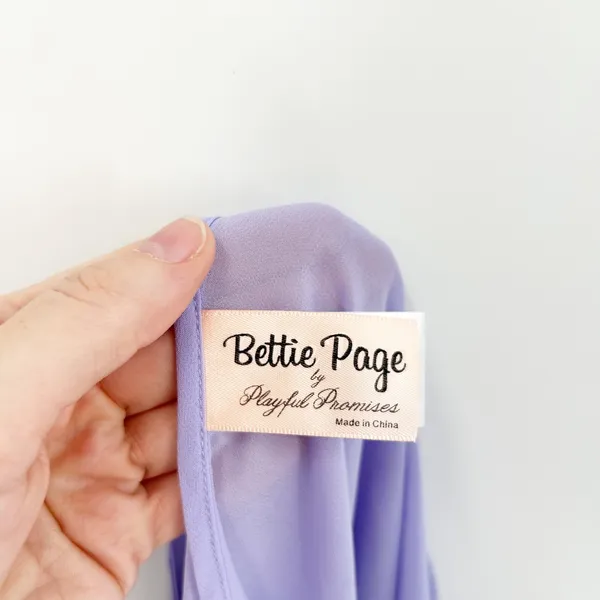 Bettie Page Playful Promises Womens‎ Lilac Feather Trim Lingerie Slip Dress US 6 - Image 7