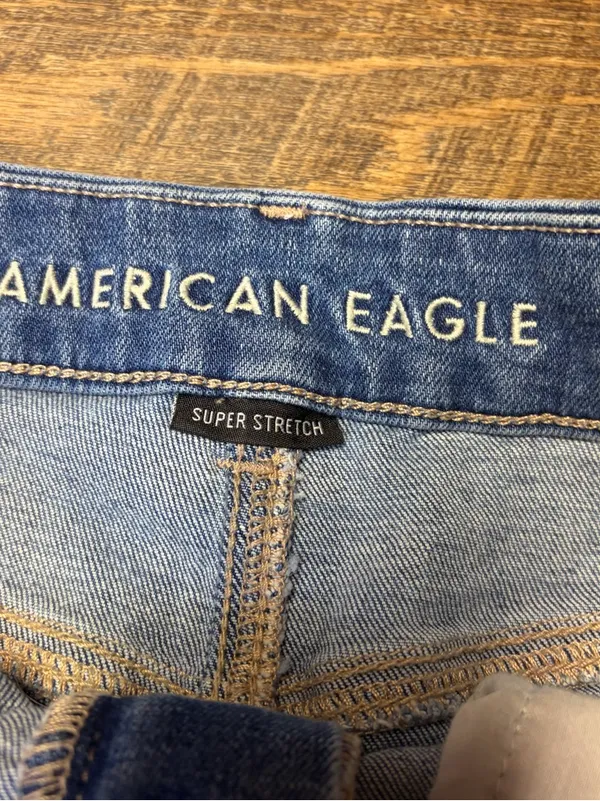 American Eagle Curvy High Rise Shortie Denim Jean Shorts Super Stretch Womens 4 - Image 5