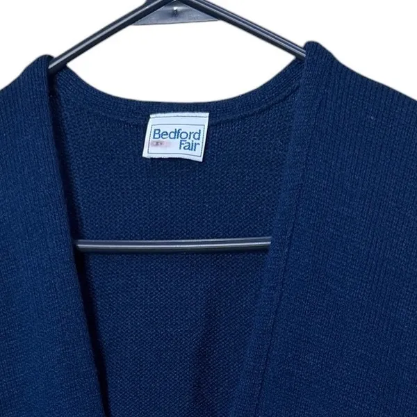 Bedford‎ Fair Vintage Navy Blue Knit Sweater Vest V-Neck Sleeveless M - Image 4