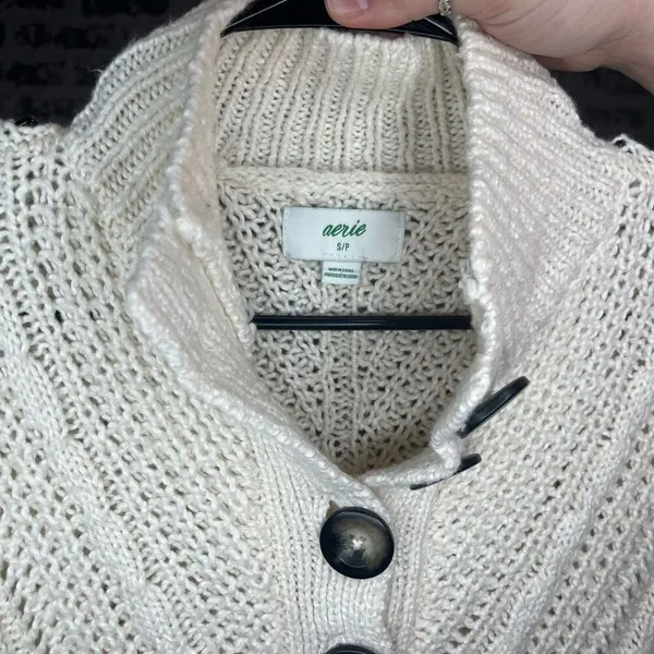 Aerie | women cream knitted Henley sweater - Image 2