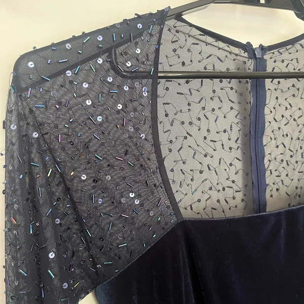 JS Boutique Y2K Velvet Beaded Sheer Formal Dress 12 Whimsigoth Dark Romantic - Image 14