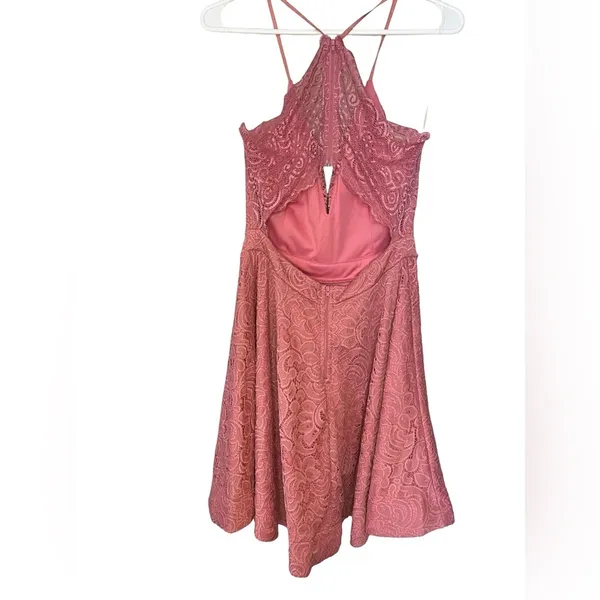 TRAC Pink Lace Halter Mini Dress Size M NWT - Image 3