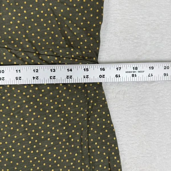 Boden Womens Olive Green Gold Polka Dot Cotton Ruffle Hem Dress US 8L J0341 - Image 4