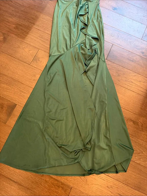 Cefian Formal Green Ruffle Long Gown Dress Size Small - C3-234 - Image 6