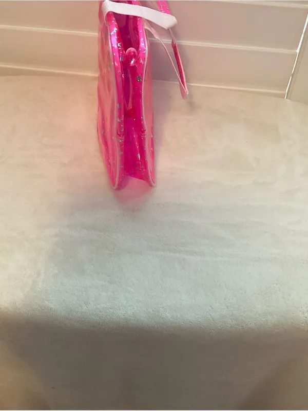 Hot Pink Star-Print Clear Travel Tote Bag - Image 2