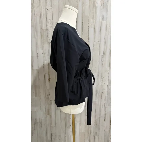 Columbia PFG Jacket‎ Womens Petite Small Black Open Front Wrap Tie Waist 3/4 - Image 4