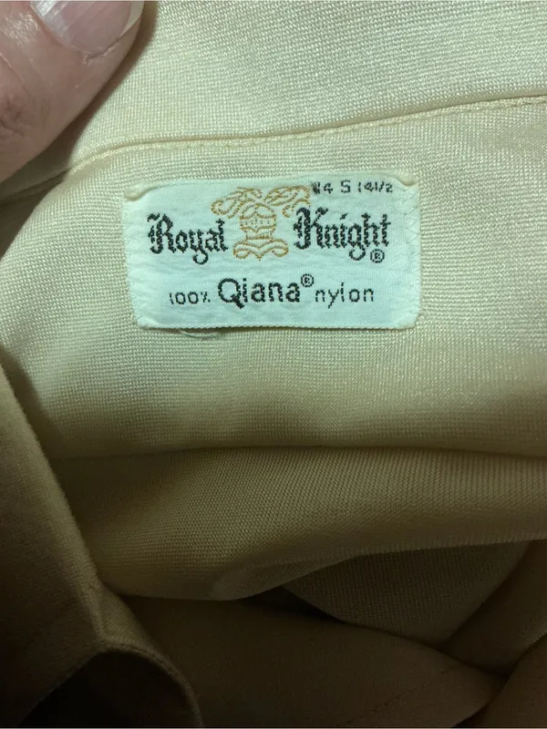 Vintage 70s Royal Knight Qiana Nylon Disco Shirt Dagger Collar - Image 2