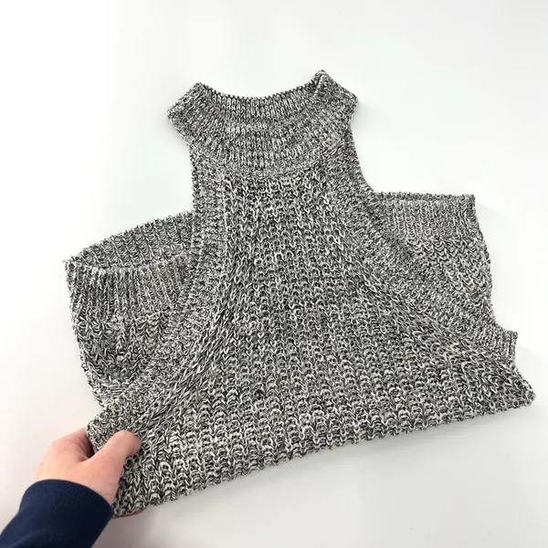 Lovemarks Chunky Knit Halter High Neck Sleeveless Sweater Heather‎ Grey S - Image 5