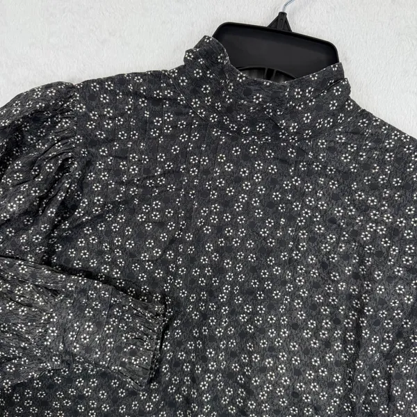 LoveShackFancy XS Floral Mock Neck Blouse‎ Long Sleeve Top Boho Chic NWOT - Image 4