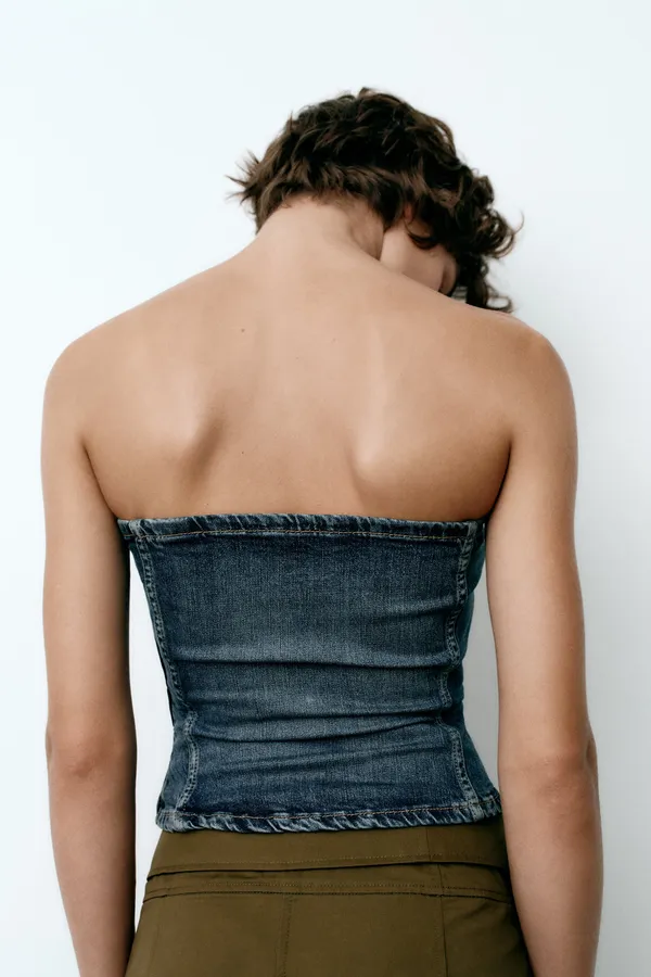 NEW‼️ CORSET STYLE DENIM TOP TRF Size S - Image 2