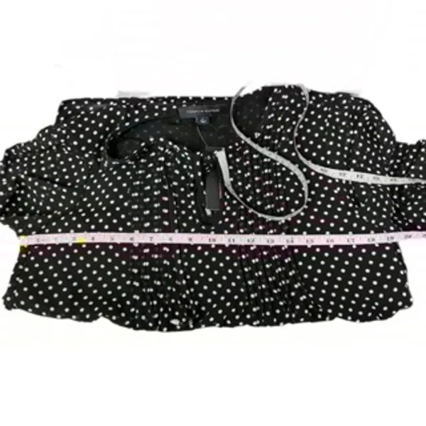 Tommy Hilfiger Polka Dot Babydoll Sheer Top Womens Medium Office Career Formal - Image 10