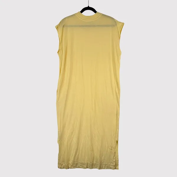Free People FP Beach Womens Dress Yellow All Day Long Midi T Shirt Slit Medium - Image 3