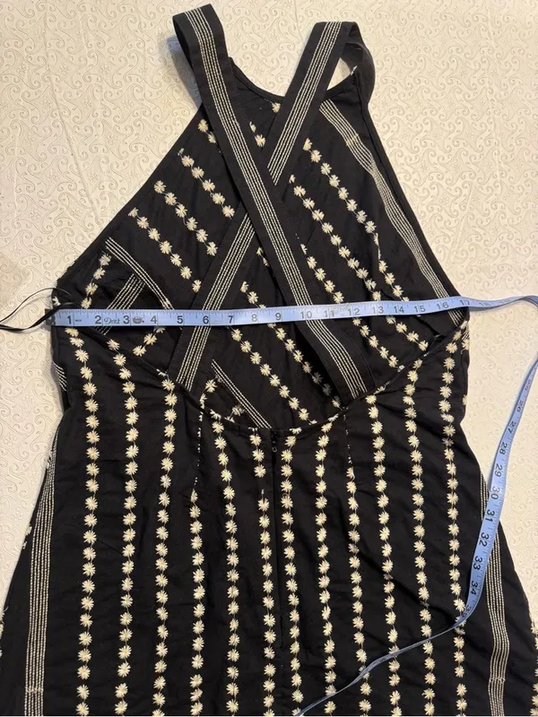 Free People Juni Cotton Black & White Embroidered Flower Pattern Dress NWT M - Image 8