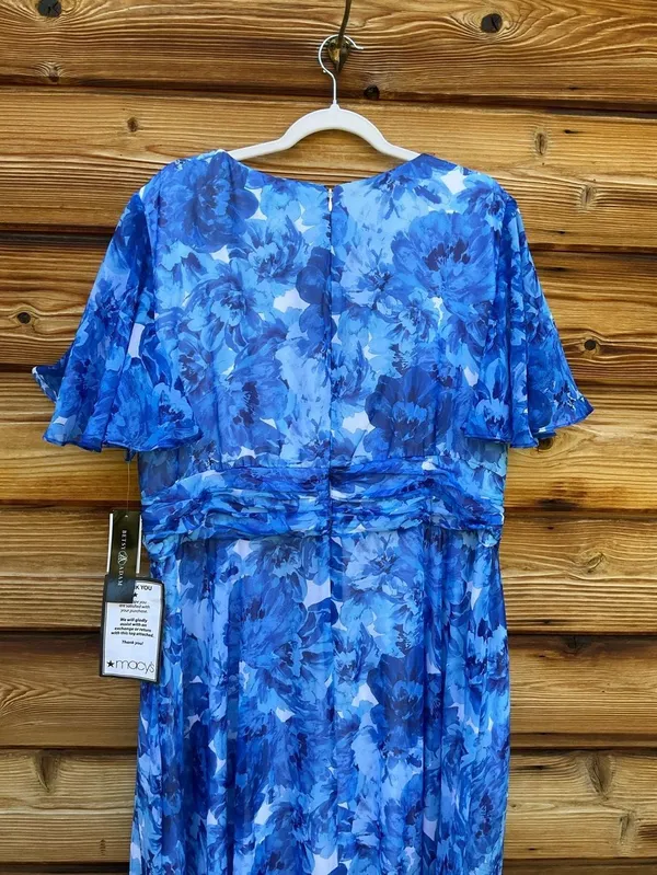 NWT Betsy & Adam Blue Plus Suze Floral Gown Size 20W 20 - Image 11
