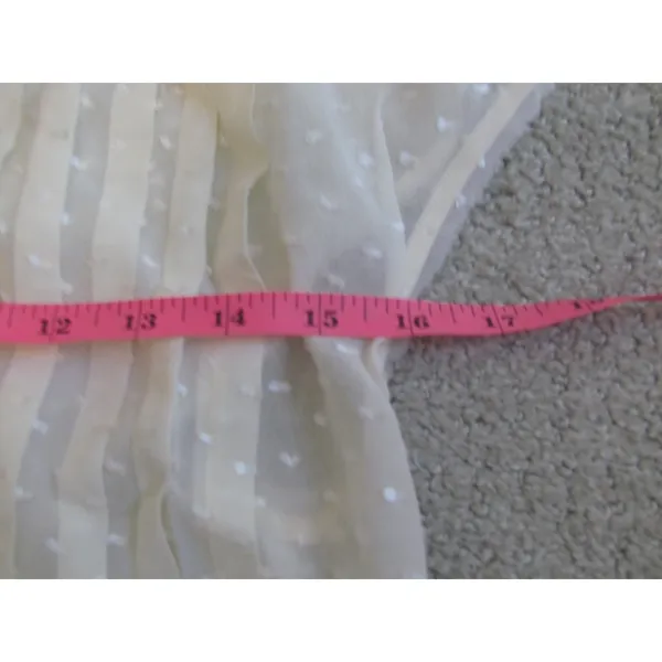 Madewell‎ Silk Blouse S Cream Swiss Dot Pleated Snap Button Back 06675 FA13 - Image 4