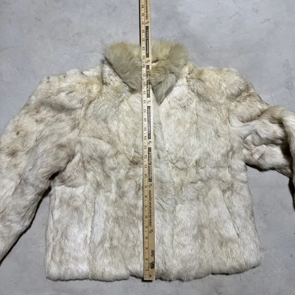 Vintage Natural Rabbit Fur Jacket W/ Fluffy Collar Women's SZ Medium CLASSY - Image 7