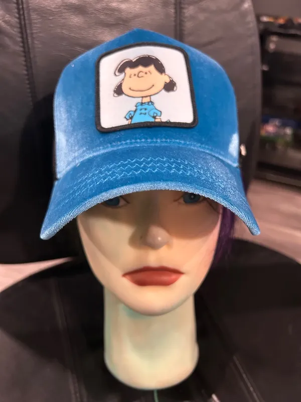 Blue Plush Baseball Cap with Cartoon Patch - Image 2