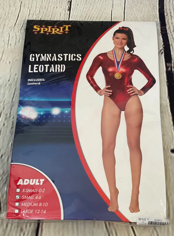 Spirit Halloween Red Metallic Gymnastics Bodysuit - Image 3