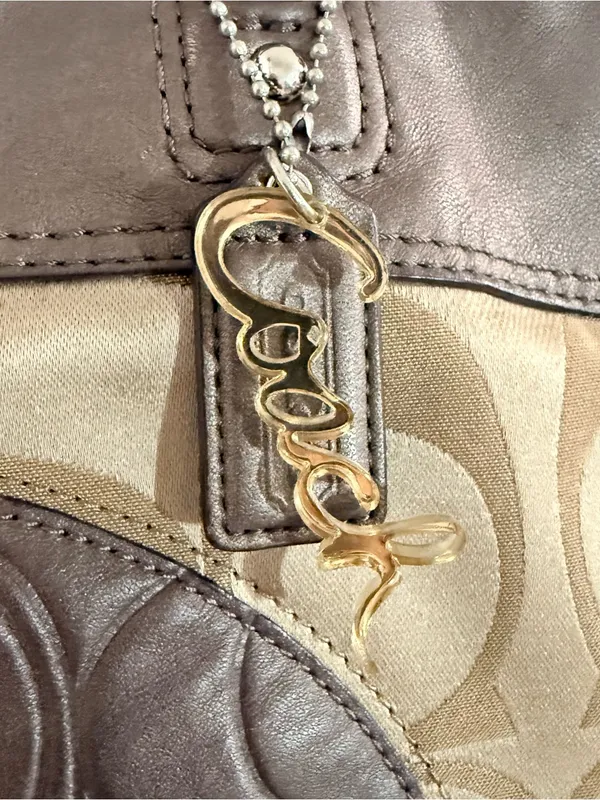 Coach Tan and Brown Signature Tote with Leather Trim - Image 2