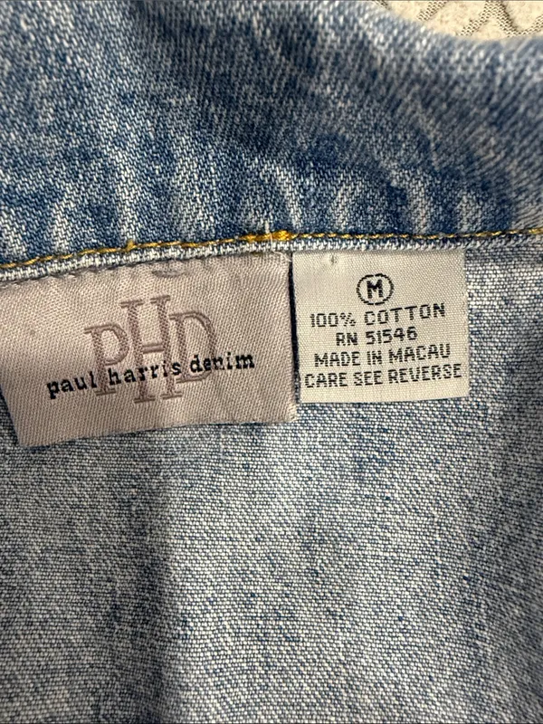 PHD Womens Denim Vest Jean Vest Distressed Light Wash 100% Cotton Size MEDIUM - Image 9