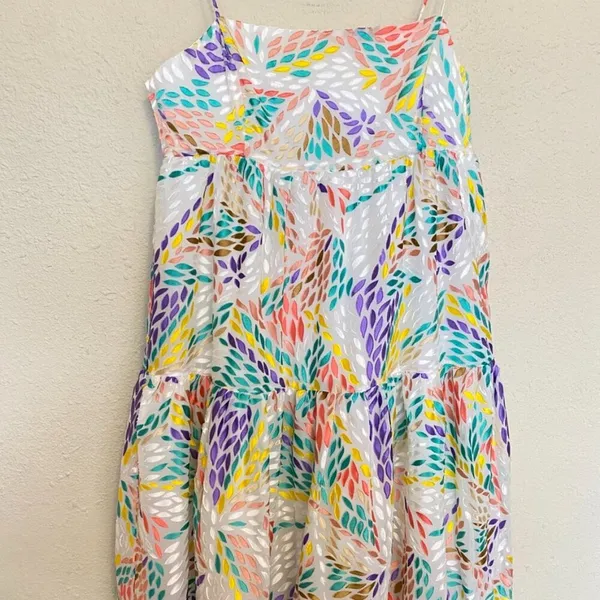 $255 C/MEO Collective Set Up‎ Multicolored Burn Out Midi cocktail Dress sz. 4 S - Image 11