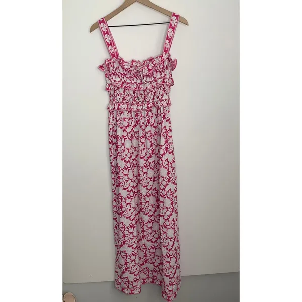 Saylor Denise Tiered Pink Floral Maxi Womens Dress Small - Image 4