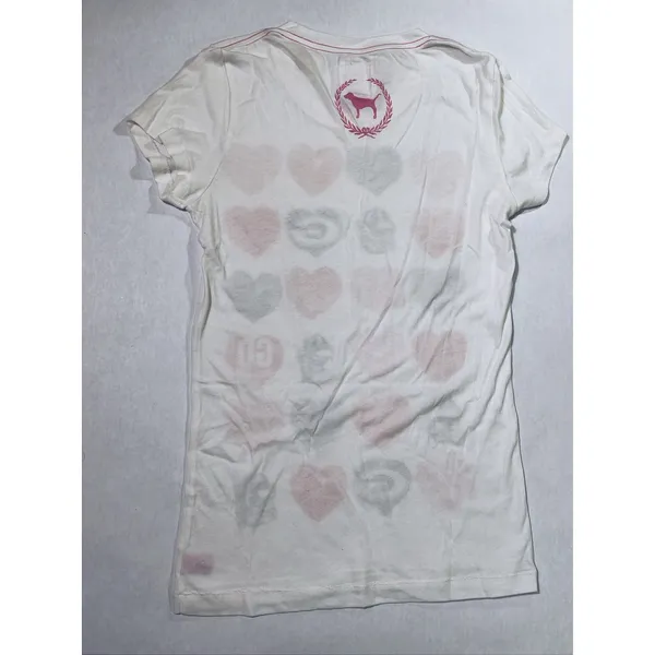 NWT VS PINK Georgia Bulldogs Heart Tee - Womens Size S - White - Image 3
