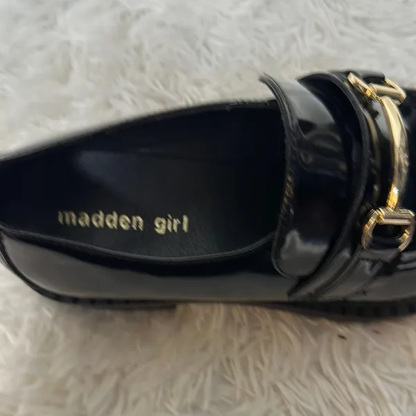 Madden Girl Ambrosee Black Loafers with Gold Accents - Image 2