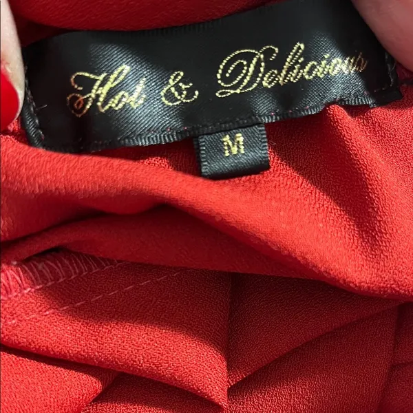 Hot & Delicious Red Halter Tie-Back One-Piece Romper - Image 2