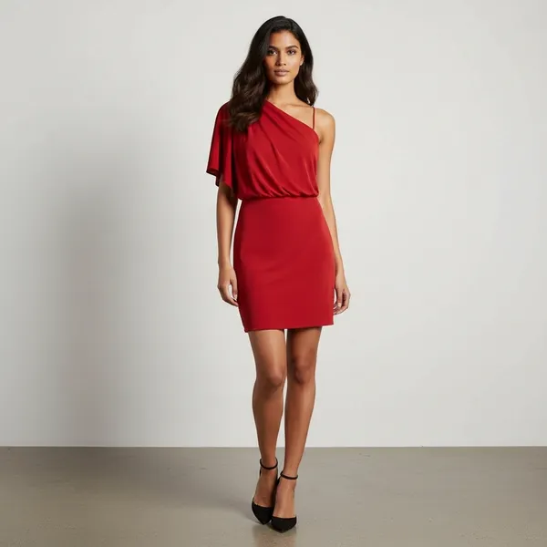 Pants Store One Shoulder Red Dress Size Medium NWT - Image 6