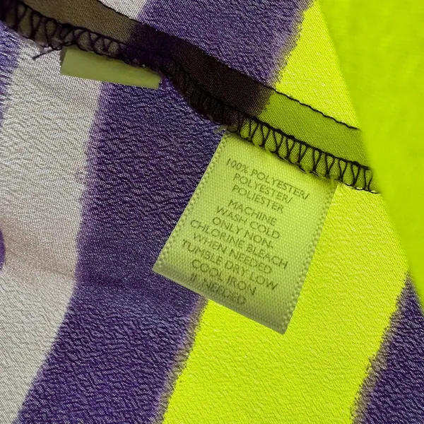 Loft size XS petite‎ yellow purple striped short sleeve blouse top shirt - Image 4