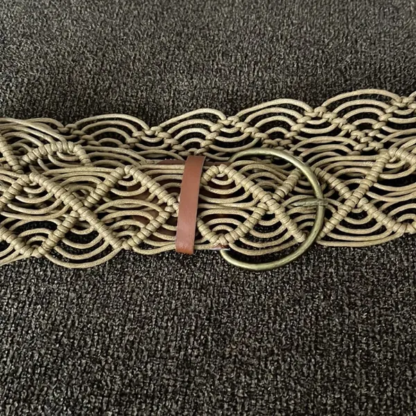 PINK - Victoria's Secret Macrame Corded Belt with Leather Inspired Belt Ends and Brass Buckle - Image 12