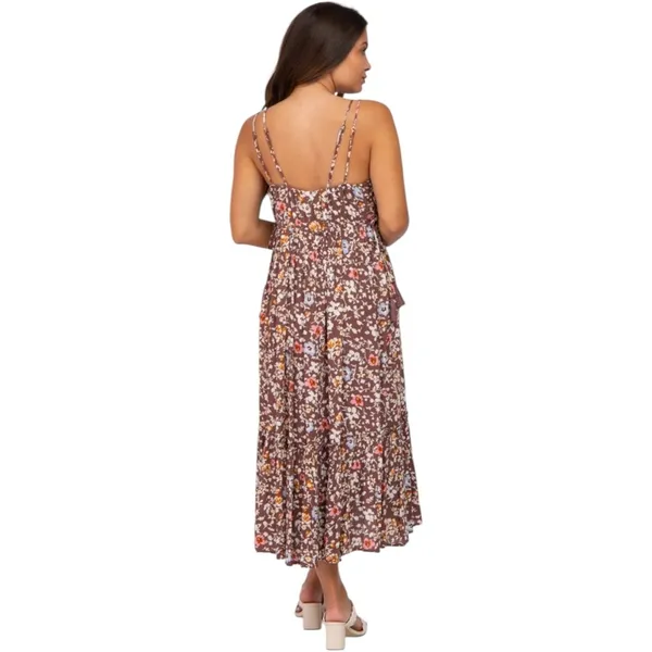 Pinkblush Boho Brown Floral Empire Waist Ruffle Hem Maternity Midi Dress Small - Image 14