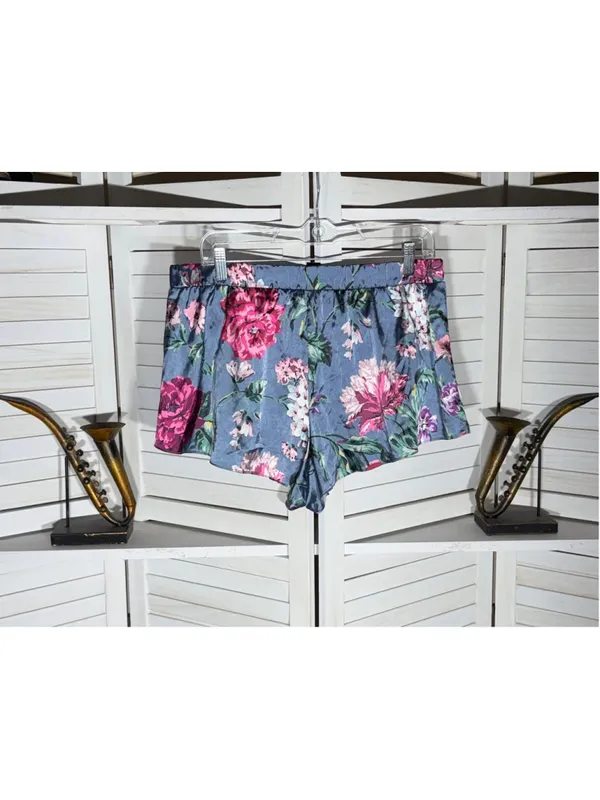 Victoria's Secret satin floral shorts pj bottom sexy boho fairy festival sz L - Image 2