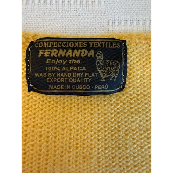 Fernanda Peru Butter Yellow 100% Alpaca‎ Lightweight Sweater Spring Layering L - Image 3