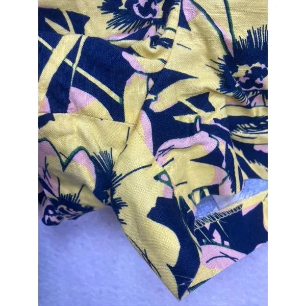J.Crew Floral Shorts Womens 4 Yellow Linen Cotton Pull‎ On Style Vacation Fun - Image 4
