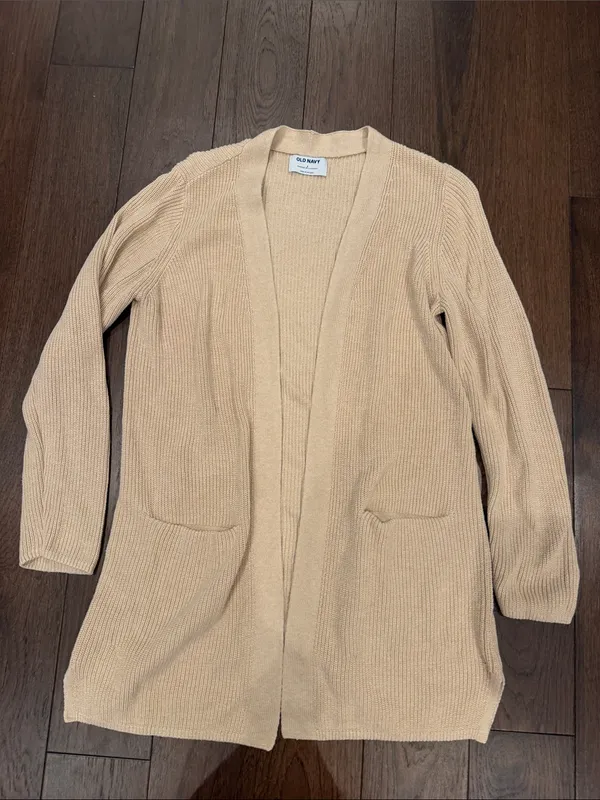 Old Navy Beige Open-Front Ribbed Cardigan Size Small - C1-604 - Image 3
