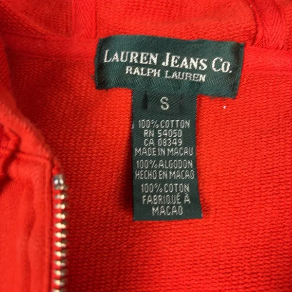 Lauren Ralph Lauren Jacket Womens Small Red Cotton Hooded Full Zip Pockets - Image 2
