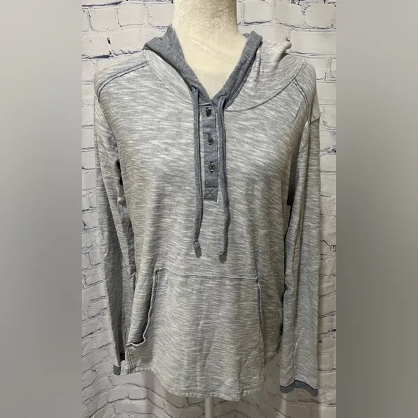 Columbia Women Gray Cotton Pullover kangaroo Pocket Hoodie Sweatshirt Size L - Image 2
