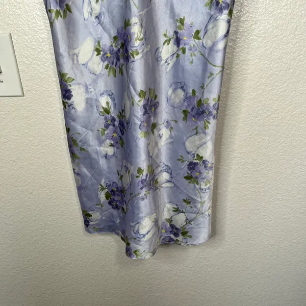 Gilligan & OMalley Floral Satin Slip Nightgown Dress Lace Trim Small - Image 3