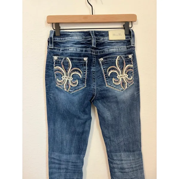 Miss Me Bootcut Jeans Size 25 Mid Rise Boot Western Denim Embellished Pocket Y2K - Image 8
