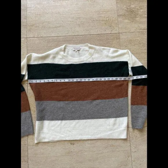 Andree by‎ Units Colorblock Stripe Sweater Dark Green Copper Taupe M - Image 3